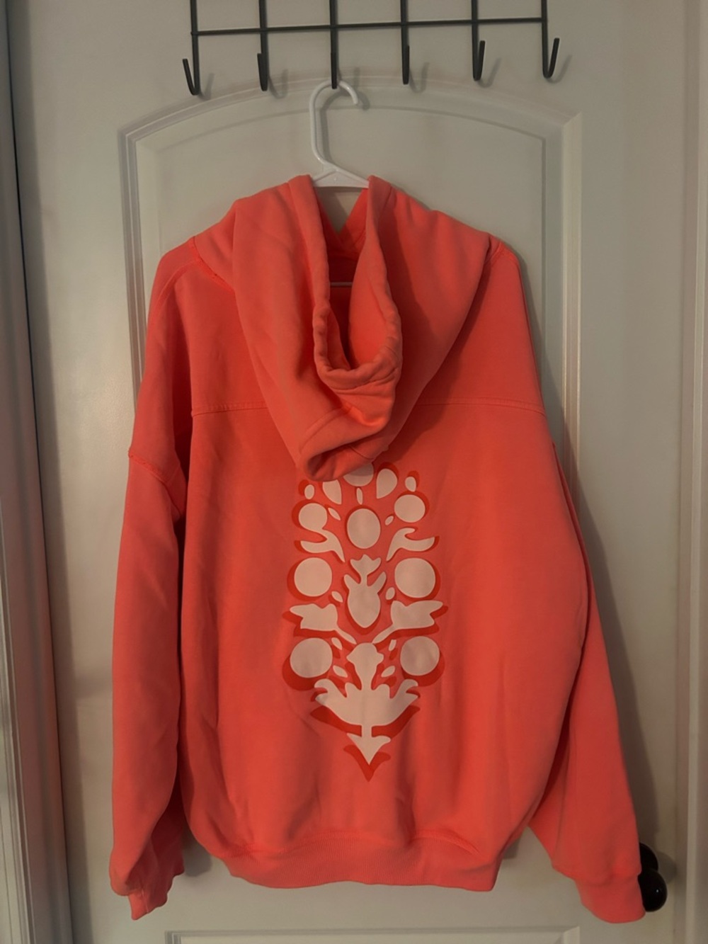 Free People Coral Hoodie with White Cutout Back Motif